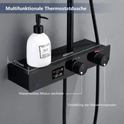 Duschsystem Mit LED Temperatur-Anzeige, Schwarz Duscharmatur Regendusche, Duschsäule Mit Regal, 3 Funktionen Duschset, Überkopfbrause, Edelstahl Verstellbarer Duschstange Für Badezimmer Dusche 13 Duschsystem Mit LED Temperatur-Anzeige, Schwarz Duscharmatur Regendusche, Duschsäule Mit Regal, 3 Funktionen Duschset, Überkopfbrause, Edelstahl Verstellbarer Duschstange Für Badezimmer Dusche -Vidailo Verkaufe ea105274f2c6dca756d048f1ac1d0e72