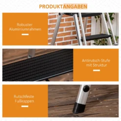 DURHAND Klapptritt Stehleiter Mit 4 Stufen Rutschfest Rostfrei Leiter Gerüstbock Mit Werkzeugablage Handlauf Bis 150 Kg Belastbar Inkl. Anti-Rutsch-Füße Alu 45,5 X 82 X 145 Cm -Vidailo Verkaufe eb3e7af2c9efe3c598d818a7ed614a6c