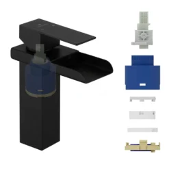 Homelody Wasserfall Wasserhahn Bad Schwarz Matt Waschtischarmatur, Konkaves Wasserfall Design Einhebelmischer Waschbeckenarmatur Aus Edelstahl Wasserhahn -Vidailo Verkaufe ed9a3e12554c586aa4db57b695d39cde