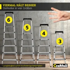 Craftfull Stehleiter CF-133B, Aluminium-Haushaltsleiter, Ablagefläche, Gummi-Standfüße, 3-6 Stufen (4 Stufen) 18 Craftfull Stehleiter CF-133B, Aluminium-Haushaltsleiter, Ablagefläche, Gummi-Standfüße, 3-6 Stufen (4 Stufen) -Vidailo Verkaufe ee26f4ab9f3001d3412c7e6dde0f9acd