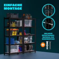 MONZANA® Schwerlastregal Kellerregal Steckregal Werkstattregal Lagerregal Regal, Model:2x 5 Böden - 180x90x40cm - Schwarz -Vidailo Verkaufe f01d0b4b2fe3a2f8547afc0d3b0aaf50