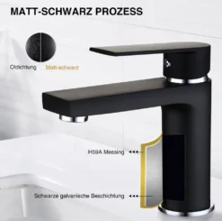 Badarmatur Schwarz Wasserhahn Bad Waschtischarmatur Mischbatterie Bad Waschbecken Armatur Für Badezimmer Einhandmischer Waschtischmischer Waschtischbatterie -Vidailo Verkaufe f0f250b8ad73558bc93b79491b56179e
