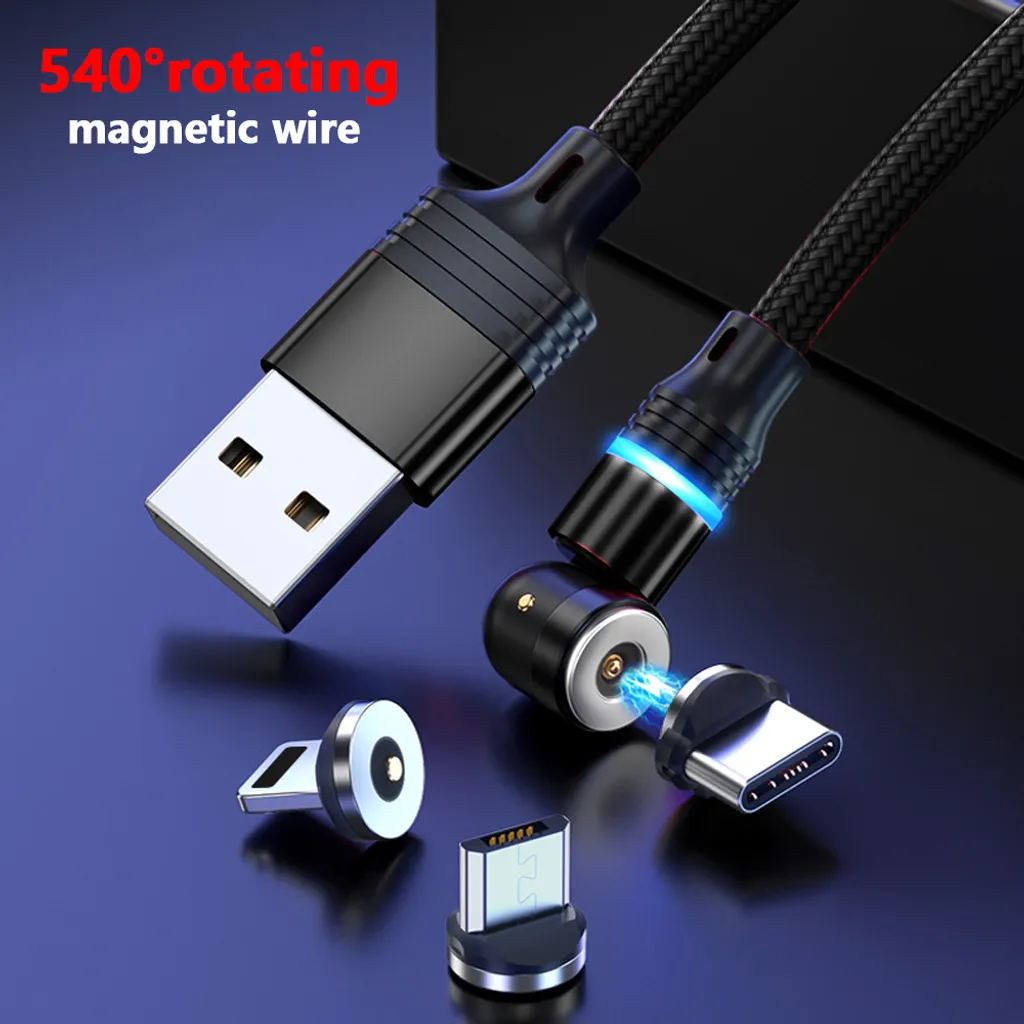 Magnetisches Ladekabel, Drehbares Magnetisches Ladekabel Mit LED, Kompatibel Mit USB-C-Typ-C-Micro-2-in-1-Ladekabel ,Black,1 Meter Noodle 6 Magnetisches Ladekabel, Drehbares Magnetisches Ladekabel Mit LED, Kompatibel Mit USB-C-Typ-C-Micro-2-in-1-Ladekabel ,Black,1 Meter Noodle – Bild 4