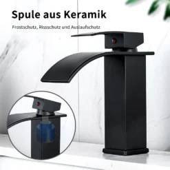 Wasserfall Waschtischarmatur, Wasserhahn Bad, Kaltes Und Heißes Waschamatur Waschbecken, Wasserhahn Waschbecken Für Badezimmer, Einhandmischer Waschbeckenarmatur, Brass Mischbatterie