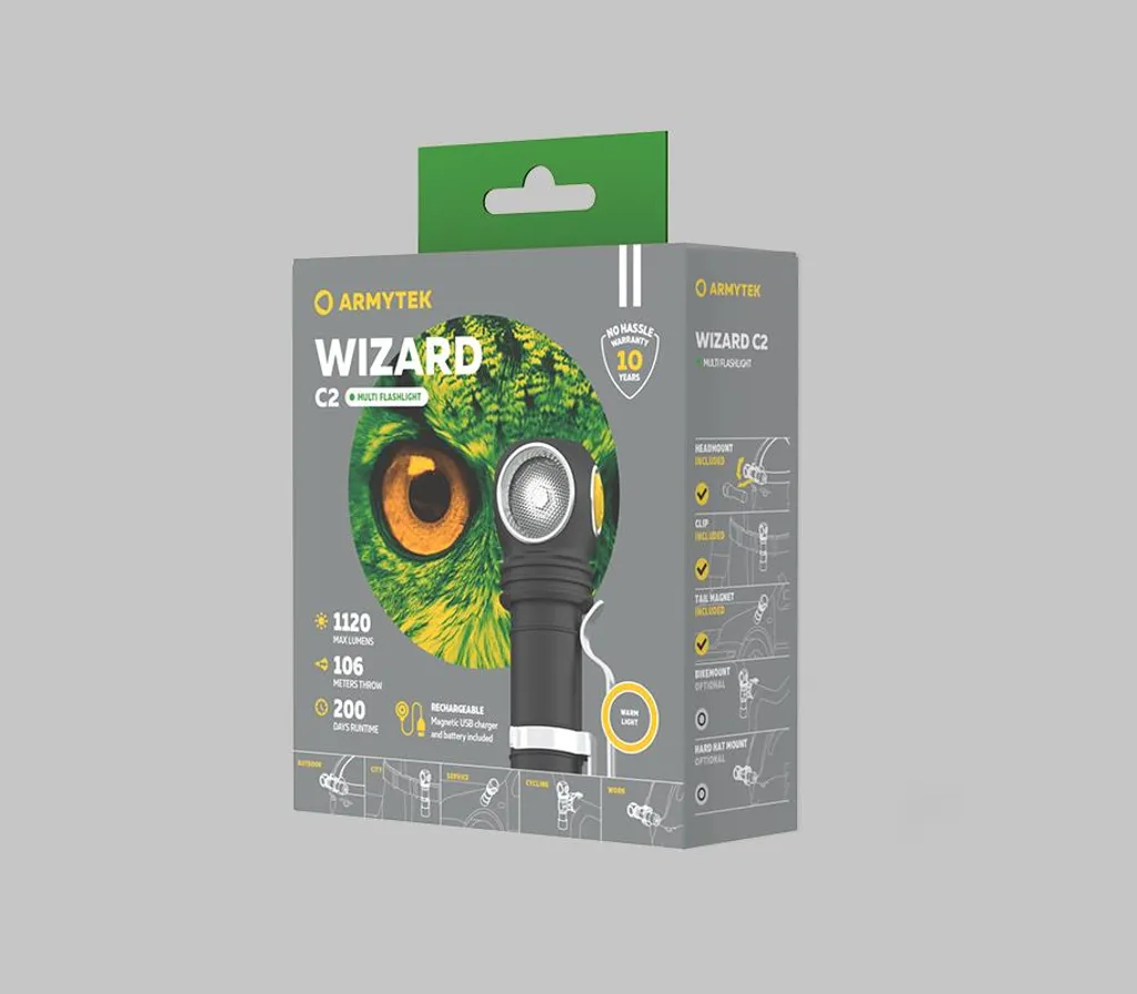 Armytek Wizard C2 Magnet USB+18650, 1200 Lm, Warm-weiß 16 Armytek Wizard C2 Magnet USB+18650, 1200 Lm, Warm-weiß – Bild 14