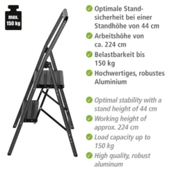 Wenko Alu-Klapptrittleiter Compact 2-stufig Dunkelgrau -Vidailo Verkaufe f4bfb73d64d2189a783832749fe1fd1c