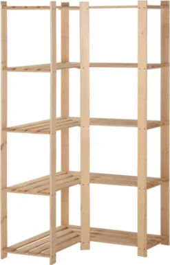 VidaXL Eck-Lagerregal Mit 5 Böden 82,5x82,5x170 Cm Massivholz Kiefer