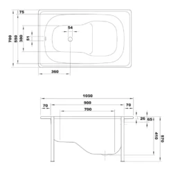Emaille-Sitzbadewanne 105x70cm, Weiß -Vidailo Verkaufe f4ff27ff51d678d1aca473152154ca20