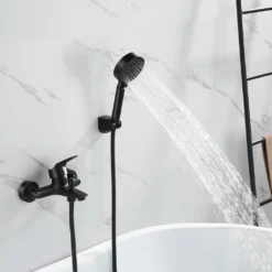 Badarmatur Duscharmatur Wannenarmatur Armatur Badewannenarmatur Badewannen Mit Handbrause Duschsysteme Einhandmischer Wasserhahn Für Bad Dusche Schwarz