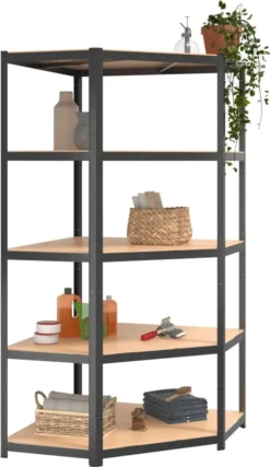 VidaXL Eckregal Mit 5 Böden Anthrazit Stahl & Holzwerkstoff -Vidailo Verkaufe f5520235ec1647dc9eee9387c25b2c77