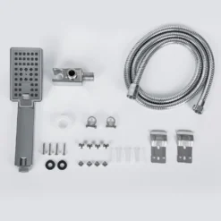 Puluomis Duschsystem Duschpaneel 5 Funktionen Duscharmatur Mit Kopfbrause Und 3 Stufen Handbrause, Regendusche Duschkopf Duschset Aus Edelstahl Mit Display , Silber Weiß -Vidailo Verkaufe f56723ad73863a9f67676e1d02a11db9