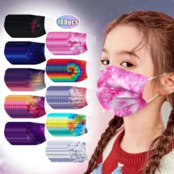 100 Stück Kinder 3-lagige Einweg-Mundmaske Bunt Gesichtsmaske Einwegmasken