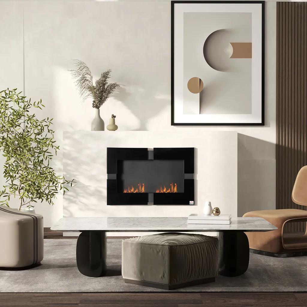 HOMCOM 3L Ethanol-Kamin Feuerschale Wandkamin 3Std.Ethanol Kamin 20-25m² Wärmedeckung Mit Löschhilfe Indoor Metall Schwarz 90 X 18 X 60 Cm 4 HOMCOM 3L Ethanol-Kamin Feuerschale Wandkamin 3Std.Ethanol Kamin 20-25m² Wärmedeckung Mit Löschhilfe Indoor Metall Schwarz 90 X 18 X 60 Cm – Bild 2