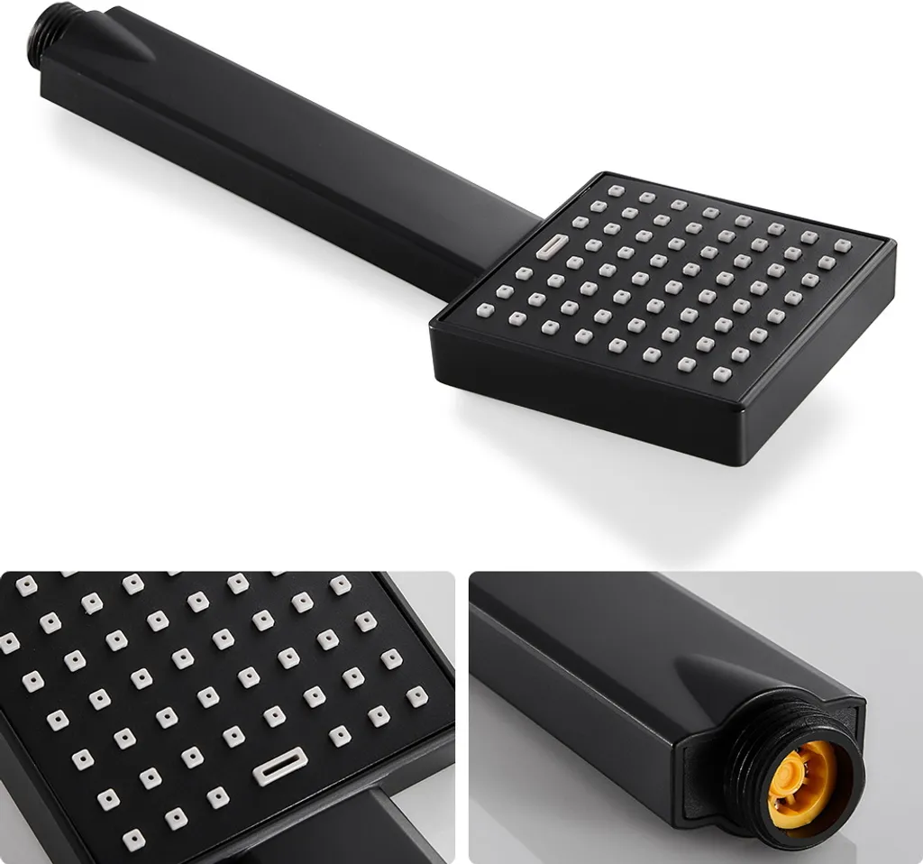 Auralum Duschsystem Mit Thermostat, Duschset Mit 10 Zoll Quadratischer Regendusche, Handbrause, Verstellbarer Duschstange, Schwarz 9 Auralum Duschsystem Mit Thermostat, Duschset Mit 10 Zoll Quadratischer Regendusche, Handbrause, Verstellbarer Duschstange, Schwarz – Bild 7