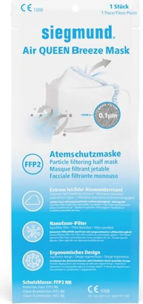 10er Siegmund Air FFP2 Mundschutz Maske CE1008 Nanofaser-Filter 7 10er Siegmund Air FFP2 Mundschutz Maske CE1008 Nanofaser-Filter – Bild 5