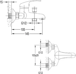 AQUALINE 50 Badewanne-Wandarmatur, Abstand 100mm, Chrom 9 AQUALINE 50 Badewanne-Wandarmatur, Abstand 100mm, Chrom -Vidailo Verkaufe fcf1663a072d2f924cb682e7e6375446