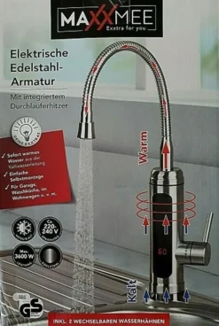 MAXXMEE Warm- & Kaltwasserarmatur - 360° Schwenkbare Wasserhahn-Aufsätze - Edelstahl Wasserhahn Küche Armatur Edelstahl 360 Schwenkbar Spültisch Durchlauferhitzer -Vidailo Verkaufe fe4213bd9397f657be2a69140c509857
